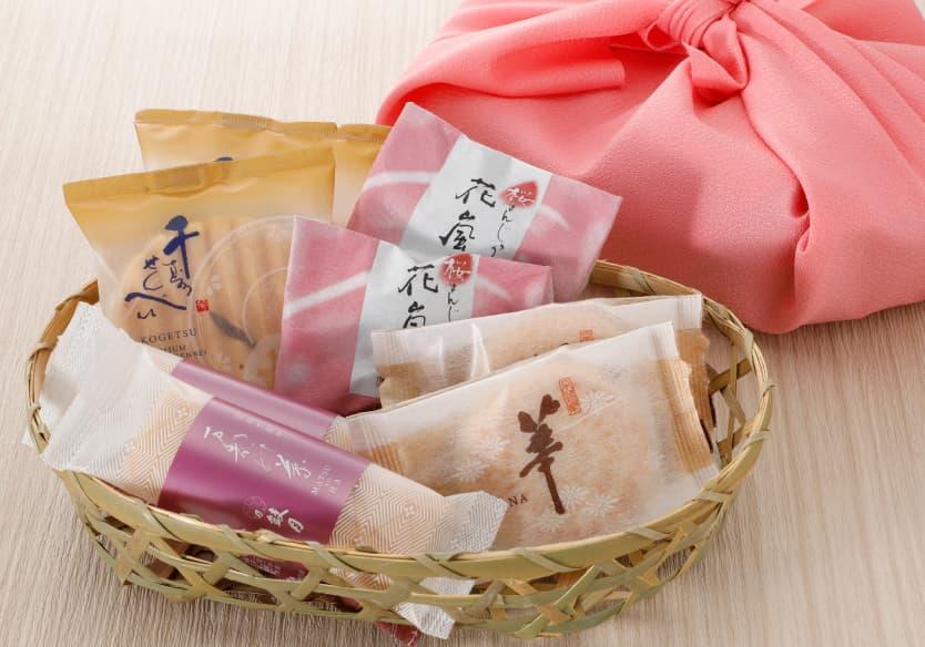 京菓子處 鼓月 京銘菓特撰竹かご風呂敷セット